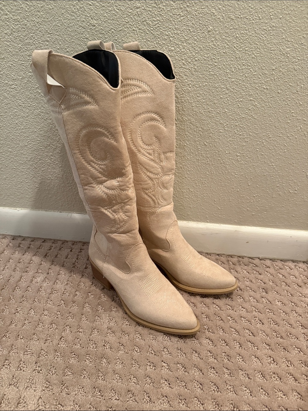 Bootique Cream Over-the-Knee Western Boots